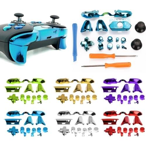 For Xbox One Slim XboxONE S Plating Replacement Repair Chrome ABXY Dpad Triggers Full Buttons Set Controller Mod Kits T8 T6