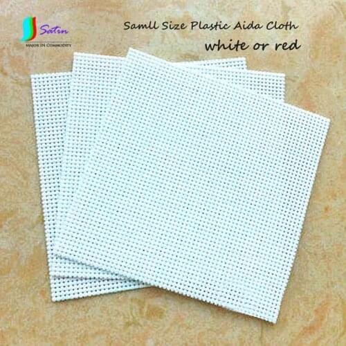 Hot Thickening Small Size Red/white 14CT Plastic Cross Stitch Aida Cloth,Plastic Cross Stitch Embroidery Fabric S0090H 10*10cm