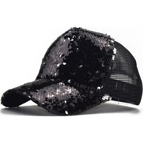 Low Price Classic men and women hats outdoor flip sequin mesh caps summer discoloration shade cap street Hip hop sun hat