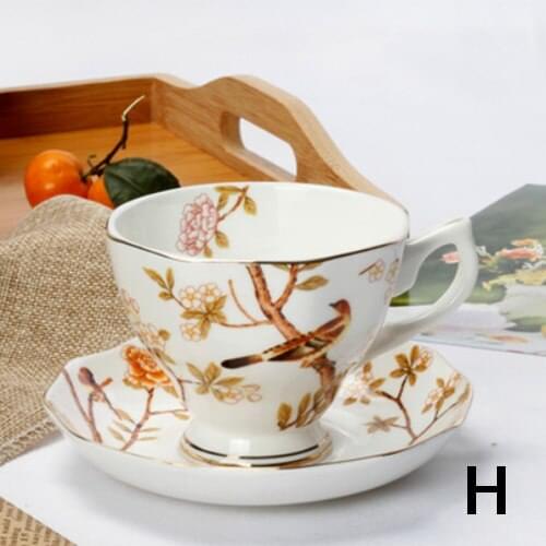 Nordic Style Bone China Coffee Cup Saucer Spoon Set 200ml British Cafe Porcelain Tea Cup Advanced Ceramic Teacup