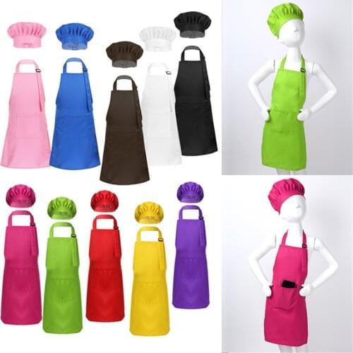 2Pcs Childrens Cooking Cook Chef Adjustable Apron Chef Hat Set for Halloween Cosplay Christmas Decorate Kids Boy Girls Painting