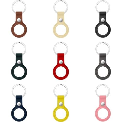 For Apple Airtags Leather Protective Case Keychain Sleeve For Apple Locator Tracker Anti-lost Device Protective Cover For Airtag