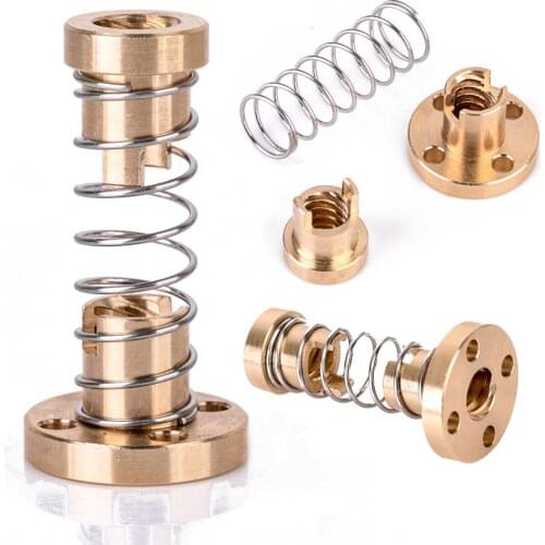 1set Brass Lead Screw Nut T8 Anti-Backlash Spring Loaded Nut Set for 8mm Threaded Rod Lead Screw For 3D printer CNC Mayitr