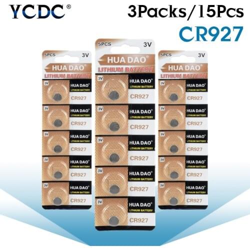 15pcs Lithium Cell Coin Battery 3V CR927 CR 927 Button Batteries ECR927 5011LC DL927 BR927 KCR927 LM927 For Watch Toy Remote