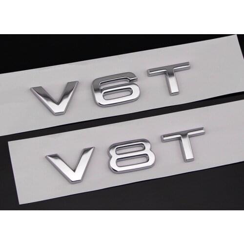 3D Metal V6T V8T Emblem Car Styling Fender Sticker For Audi A4 B6 B8 B7 B5 A6 C5 C6 C7 A3 A5 A1 A8 Q5 Q7 Q3 Auto Car Accessories