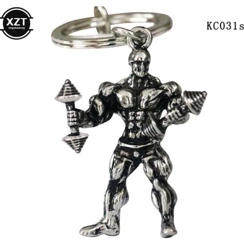 Strong Man Dumbbell Keychain Men Fitness Bodybuilding Key Chains For Car Wallet Keys Ring Sports Men Hip Hop Jewelry Gym Gifts