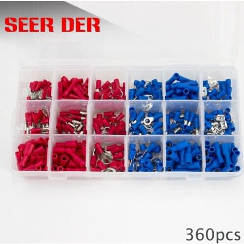 360PCS Electrical Assorted Insulated Wire Cable Terminal Cable Lugs Tool Crimp Terminal Connector Spade Set Kit