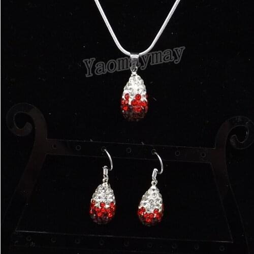 Waterdrop Set Gradient Red Earrings And Necklace For Party 5 Sets Crystal Jewelry Wholesale