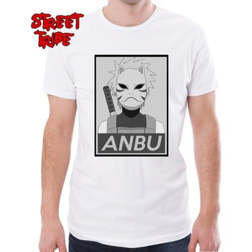 New Arrival Men 100% Cotton Cartoon Anbu Printed T-Shirt Crew Neck Tee Hipster Cool Design Tops