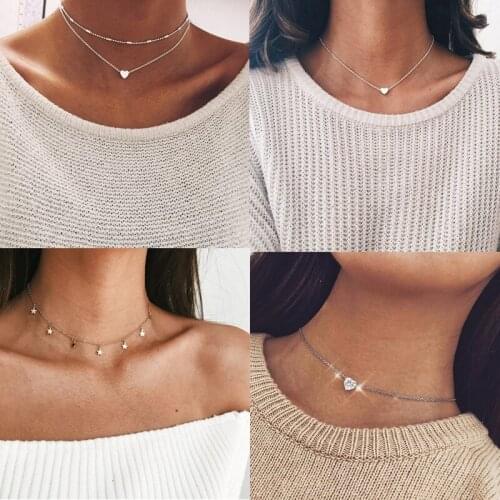 Crystal Coin Moon Heart Necklace Women Choker Gold Moon Necklaces Clavicle Pendant Collier Chain collares Female Jewelry gothic