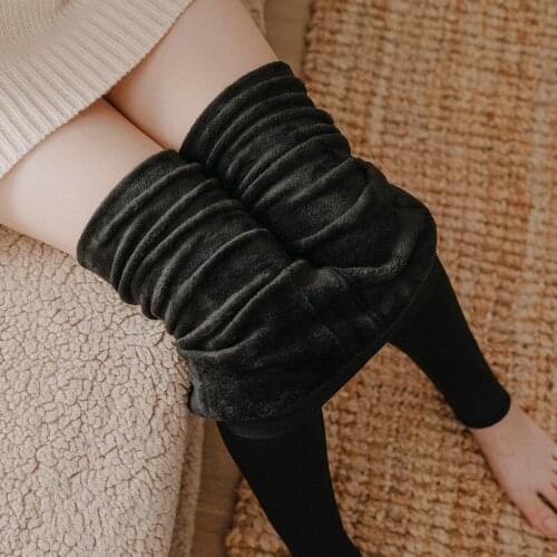 Plush Thick Warm Black Pantyhose Autumn and Winter Lace Style Artifact Leggings for Women Wearing Skin Color Bare Leg Pantyhose