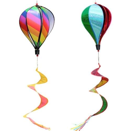 Hot 2PCS Balloon Wind Spinner Striped Sequins Windsock Balloon Yard Decor Spiral Balloon Windmill