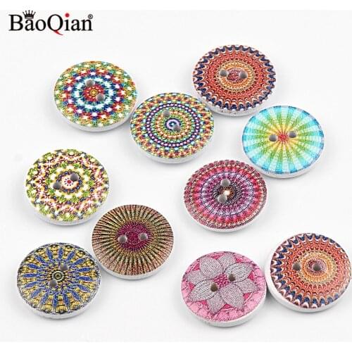 50Pcs 20mm Round vintage Wooden Sewing Buttons For Clothing Scrapbooking Decoration DIY Buttons Home Needlework Accessories