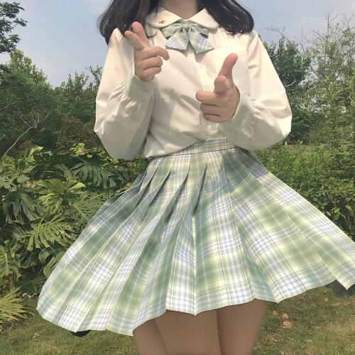 Japanese School Clothes Jk Uniform Set Long Sleeve School Girl Seifuku for High School Pleated Skirt White Shirt Anime Cosplay
