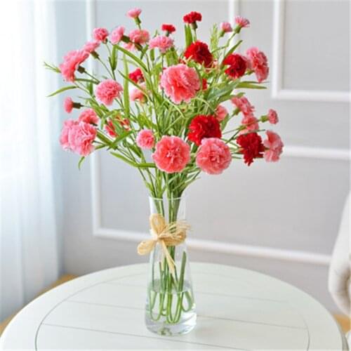 YO CHO christmas 6 Heads 1 Bouquet Silk Carnations For Wedding Decoration mariage DIY fake Artificial flowers home decoration