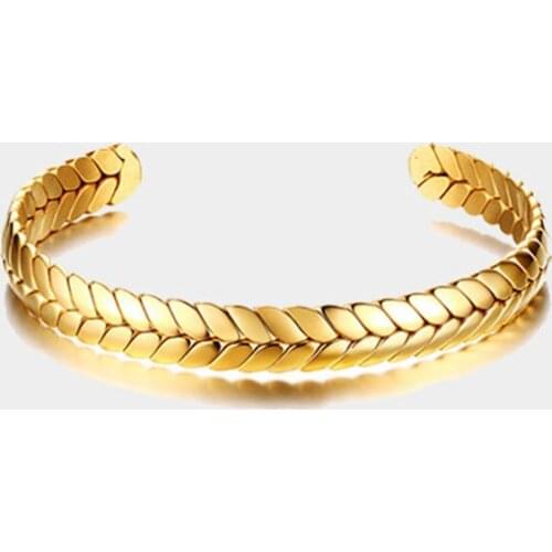 Wheat open cuff bangle bracelets for women stainless steel gold bangles minimlism luxury wholesale jewelry