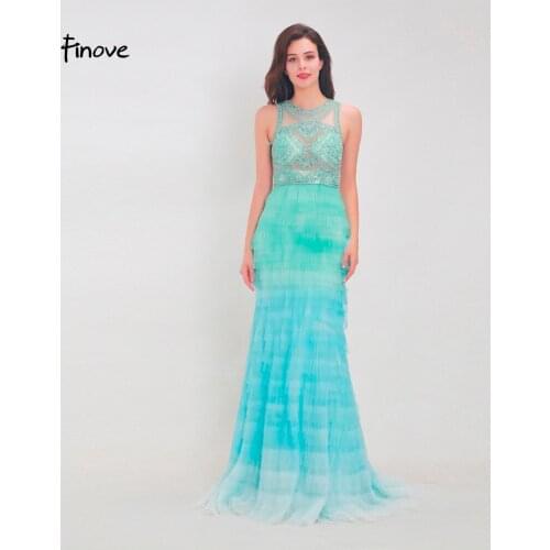 Finove Prom Dress In Womens Dresses 2020 Sexy See Through Cut Out Backless Beaded Chic Tiered Style Vestido de fiesta