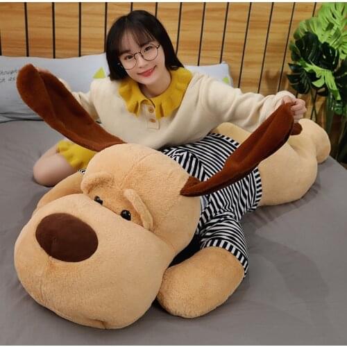 1pc 70-130cm Giant Lying Dog Plush Toy Cute Dog Dolls Big Stuffed Animals Puppy Dog Soft Pillows Baby Toys Girls Birthday Gift