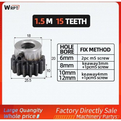 1pcs Spur Gear pinion 1.5M Mod 1.5 15 teeth 1.5M15T inner diameter 6/8/10/12mm major gear cnc gear rack transmission RC