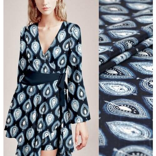 140CM 16MM Thin Dark Blue Crepe De Chine Fabric for Summer Dress Skirt Shirt Scarf Pants J078