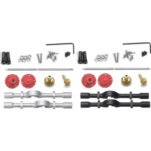 2set Metal Rear Bridge Axle with Gear for WPL D12 B14 B24 B16 B36 C14 C24 C34 C44 Silver & Black