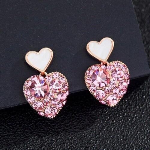 2020 Love Earrings Girls Heart Simple Temperament Earrings Small and Exquisite Earrings Korean Net Red Small Jewelry 2020