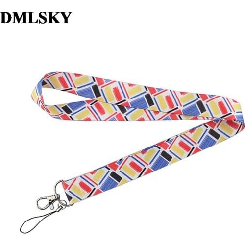 24pcs/lot DMLSKY colored drawing Phone Lanyard Cool Lanyards for Keys Phone Rope Keyring Neck Straps Phone Accessories M3911