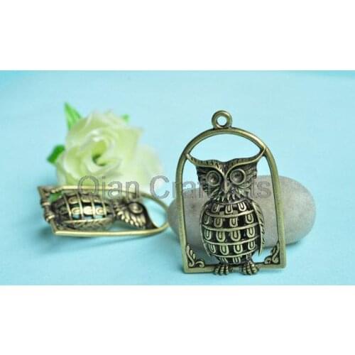 30pcs large owl 3d antique bronze zinc alloy Charm Pendant drops DIY Supplies for necklace 45X30mm