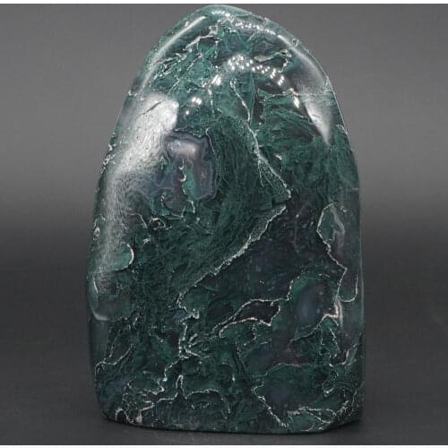 340g Natural Green Moss Agate Palm Stone Crystal Mineral Specimen Home Decor