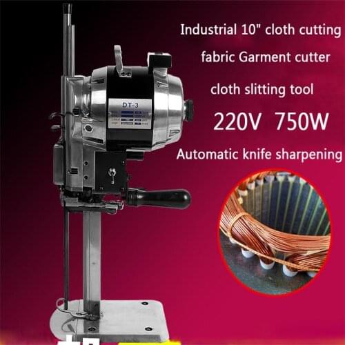750W 220V Straight Knife Electrical Industrial 10" Cloth Cutting Machine, Fabric Cutter, Automatic Knife Sharpening