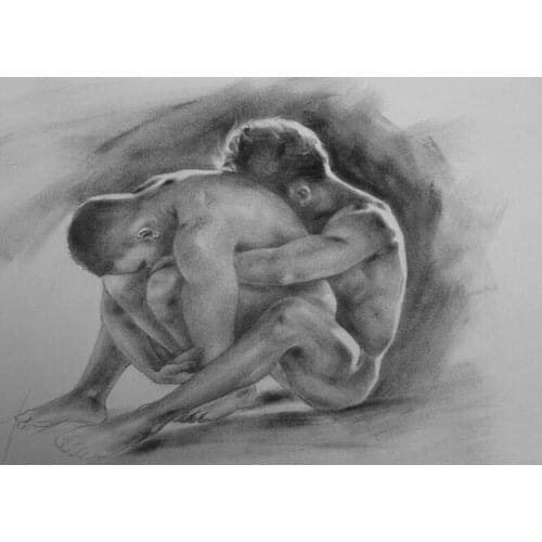 Full Square Round Mosaic DIY 5D Diamond Painting gay men 3D Diamond Embroidery Soul Mates crystal Christmas Home Decoration DF12