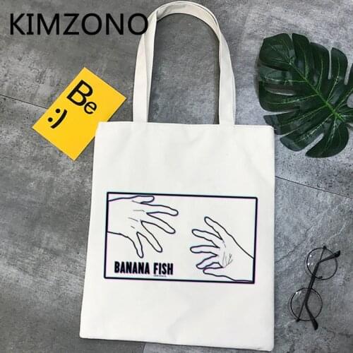 Banana Fish shopping bag eco cotton shopper jute bag bolso canvas bag ecobag reciclaje bolsas ecologicas reusable sac tissu