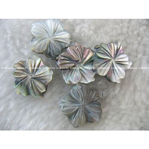 Free Shipping wholesale 10pcs nature gray sea shell carved flower
