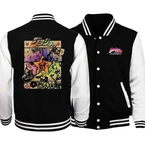 Jojos Bizarre Adventure Baseball Jacket Fashion Capless Tops Casual Coat Hip Hop Sweatshirt Hoodie