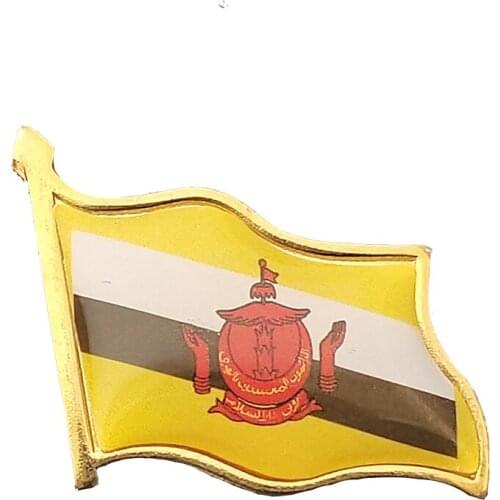 Brunei Flag Brooch Beautiful Electroplated Gold Badge Enamel Pins