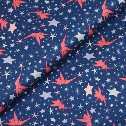 Disney Fairy Tinker Bell Blue 100% Cotton Fabric for Girl Clothes Hometextile Cushion Cover Backpack Needlework DIY