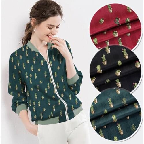 CNUM SJ0011 Pure Silk /Cute Cactus/ Silk Fabric Silk 93% Silk 7% Spandex Elastic/Width 1.29yd Thickness 19mm, Unit: Meter