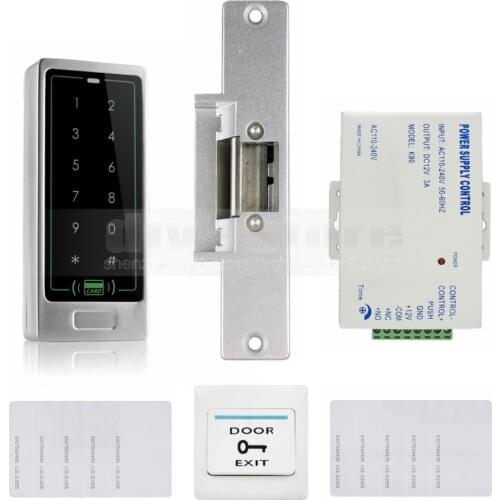 DIYSECUR 125KHz RFID Reader Metal Keypad Door Access Control Security System Kit + Electric Strike Lock