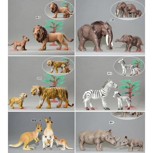 Animas solid animal model tiger lion zebra elephant rhino Kangaroo mother superior Action & Toy Figures collections Decoration