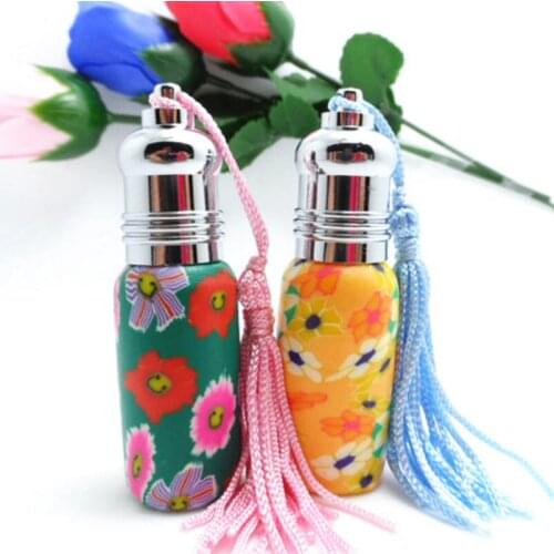 6ml Empty refillable polymer clay glass perfume bottles small essential oil roll on container LX3690
