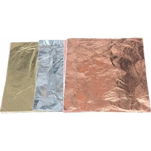 Imitation Gold (Copper) Red Copper Silver (Aluminum) Leaf foil 100pcs for one color total 300 Pcs