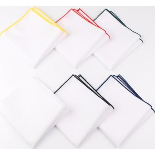 Mens Sunny Style Cotton Handkerchief White Pocket Square Colorful Brink Hankies Towel Casual 23*23cm