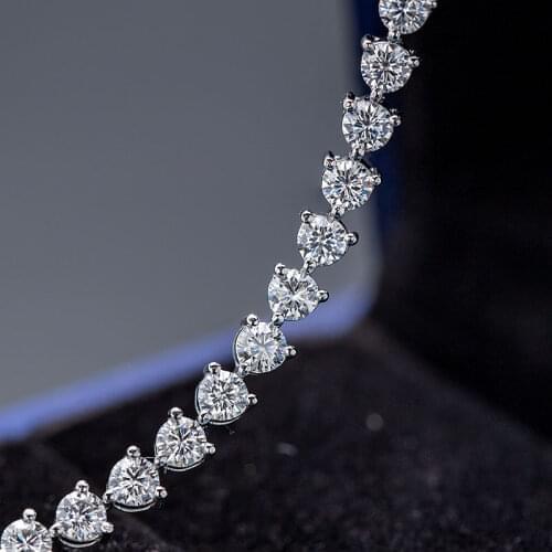 Classical Round Cut Moissanite Loose SILVER Bracelet plated 18K White Gold VVS1 3mm Hot Sale 180mm Серьги кольцо браслет кольца