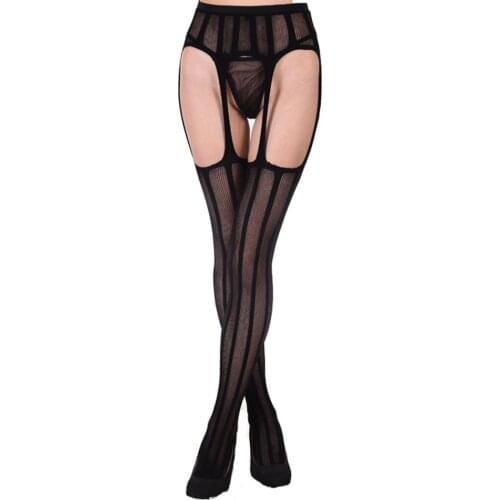 Womens sexy garter belt mesh tights women thigh high silk stocking solid fishnet pantyhose fancy night club womens tights