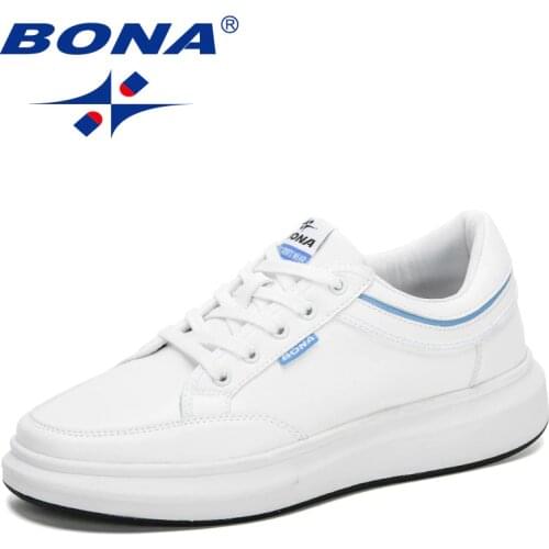 BONA 2021 New Designers Classic Sneakers Men Casual Fashion Luxury Shoes Flats Vulcanized Shoes Man Leisure Footwear Mansculino