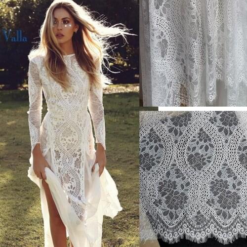 3M / Lot French Eyelash Lace Fabric 150cm White Black Diy Exquisite Lace Embroidery Clothes Wedding Dress Accessories