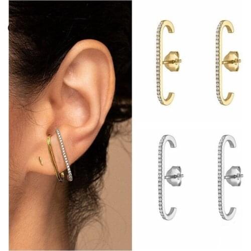 925 Sterling Silver Crystal Piercing Stud Earrings For Women Girls Engagement Party Fashion Jewelry Prevent Allergy eh544