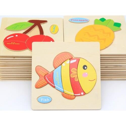 Cartoon 3D Puzzle Jigsaw Wooden Toys For Children Cute Animal Traffic Puzzles Intelligence Kids Baby Early Educational Toys