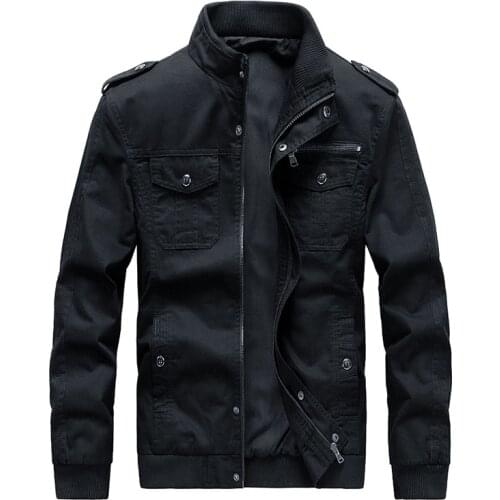 SRTM Men Cotton Military Jacket Male Stand Collar Multi-Pocket Soldier Casual Style Jackets 2019 Autumn Male Brand Bomber Coats