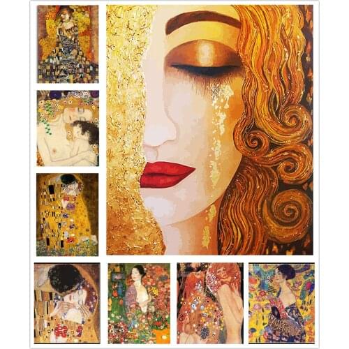 5D DIY Diamond Painting Cross Stitch Kit Klimt Diamond Embroidery Pattern Golden Tears Girl Rhinestone Home Decoration Art